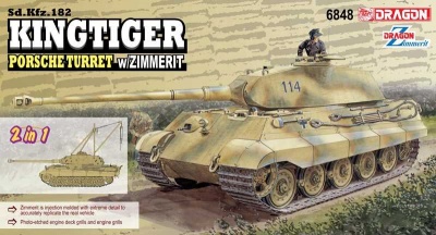 Sd.Kfz.182 Kingtiger Porsche Turret w/Zimmerit (2 in 1) (1:35) Model Kit 6848 - Dragon