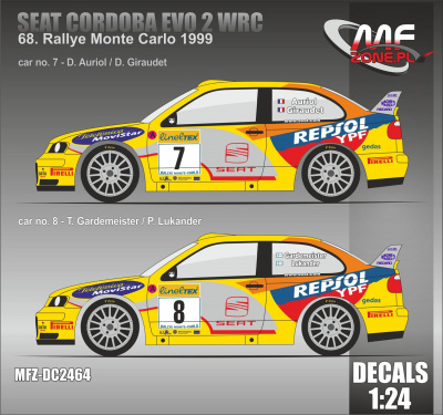 Seat Cordoba EVO II WRC Rally Monte Carlo 2000 #7 Auriol, #8 Gardemeister - MF-Zone