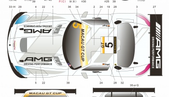 SLEVA 34%(150,-Kč) DISCOUNT- Mercedes AMG GT3 Macau #5 GT Cup - SKDecals