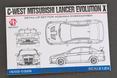 SLEVA 115,- 16%DISCOUNT - C-WEST Mitsubishi Lancer Evolution X Detail-UP Set For A 04900&04901 1/24- Hobby Design