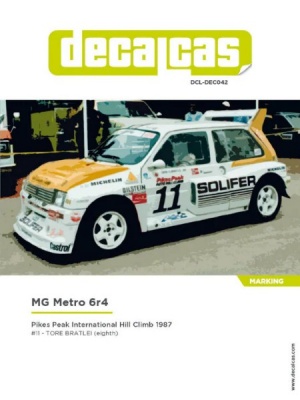 SLEVA  20% DISCOUNT - MG Metro 6r4 Pikes Peak Climb Hill 19871:24 - Decalcas