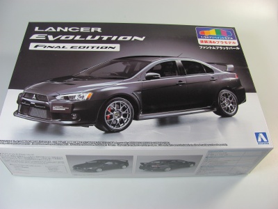 SLEVA 260,-Kč 30% DISCOUNT - Mitsubishi Lancer CZ4A Phantom Black Pearl - PRE PAINTED MODEL KIT 1/24 - Aoshima