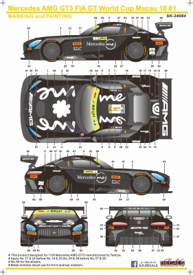 SLEVA 30%(149,-Kč) DISCOUNT - Mercedes AMG GT3 GT Cup Macau 18 #1 - SKDecals - SKDecals