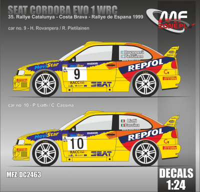 SLEVA 81,-Kč 21% DISCOUNT - Seat Cordoba EVO 1WRC Rally Catalunya 1999- MF-Zone
