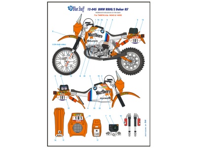 SLEVA - DISCONT - BMW R80 G/S Paris-Dakar 1985 Decals 1/12 - Blue Stuff