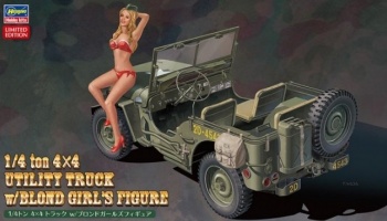 SLEVA 185,-Kč 20% DISCOUNT - 1/4 ton 4x4 Utility Truck w/Blond Girl's Figure 1/24 SP449 (52249) - Hasegawa