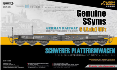 SVP Precision Pro Edi. Genuine SSyms - German Railway SCHWERER PLATTFORMWAGEN 6-Axle 80ton 1/35 - Sabre Model