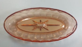 Oválný tác,rosalinové sklo, ArtDeco,  - Retro