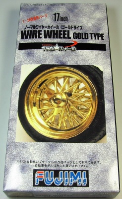 TW56 Wire Wheel Gold Type Wheel & Tire Set 17 inch 1/24 - Fujimi