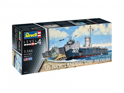 US Navy Landing Ship Medium (Bofors 40 mm gun) (1:144) Plastic Model Kit loď 05169 - Revell