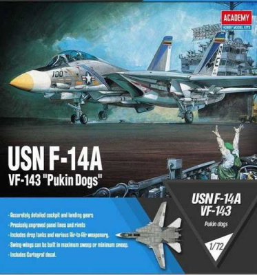 USN F-14A "VF-143 Pukin Dogs" Model Kit letadlo (1:72) - Academy