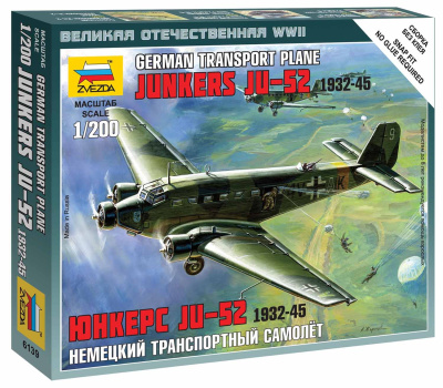Wargames (WWII) letadlo - Junkers Ju-52 Transport Plane (1:200) - Zvezda