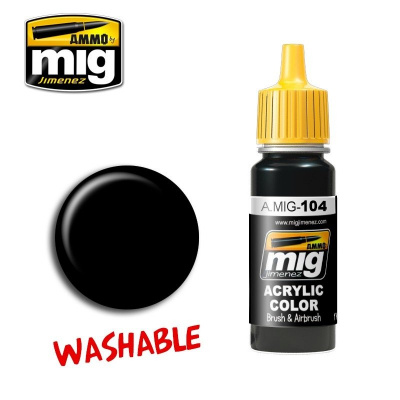 WASHABLE Black Washable Paints (17 ml) - AMMO Mig