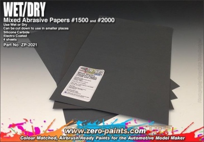 Wet and Dry Abrasive Paper #1500 and #2000 - 4 off - Zero Paints