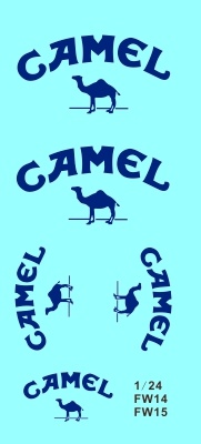 Williams FW14, FW14B, FW15C Camel Tobacco Supplementary Decal 1/24 - MSM Creation