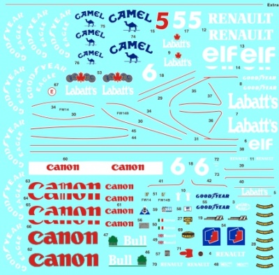 Williams FW14/ FW14B Sponsors Decal 1/24 - MSM Creation