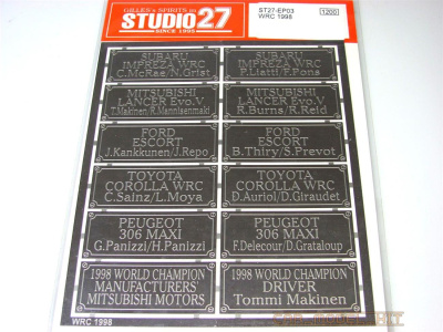 WRC 1998 Driver's name plate - Studio27