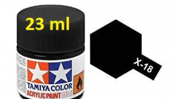 X-18 Semi Gloss Black Acrylic Paint 23ml  X18 - Tamiya