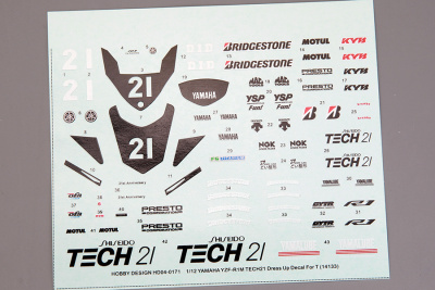 Yamaha YZF-R1M "Tech21" Dress UP Decal For Tamiya 14133 - Hobby Design