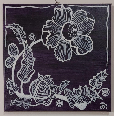 Zmrzlé květy - akryl na plátně 30x30 cm - Obrazy na míru