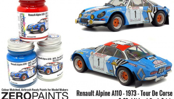 Renault Alpine A110 - 1973 - Tour De Corse Red - White - Blue Paint Set 3x30ml - Zero Paints