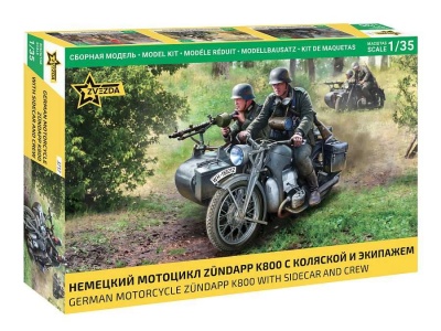 Zuendapp K800 Motorcycle w/sidecar (1:35) Model Kit military 3717 - Zvezda